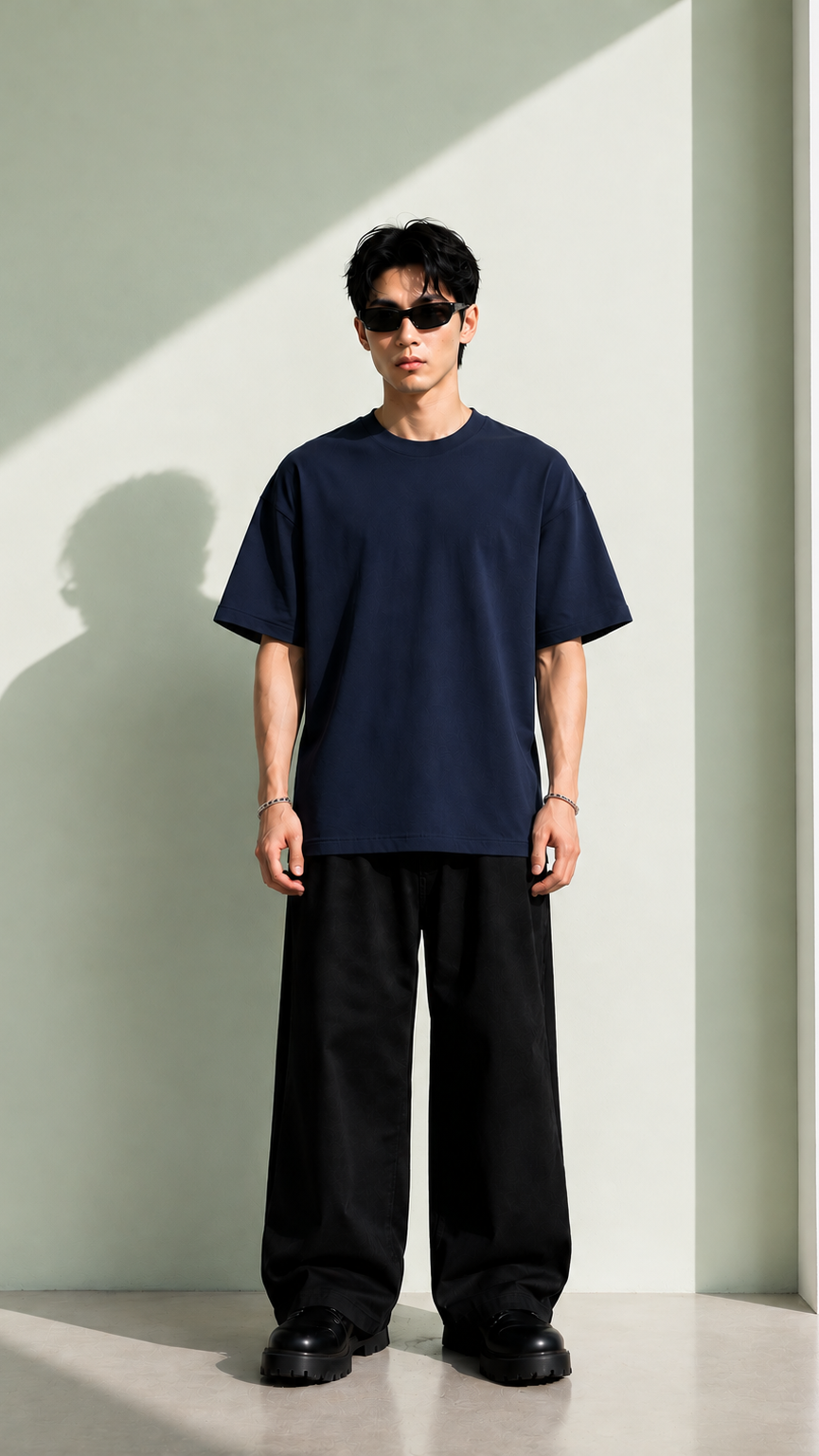 260 GSM UNISEX NAVY BLUE COTTON OVERSIZED TSHIRT