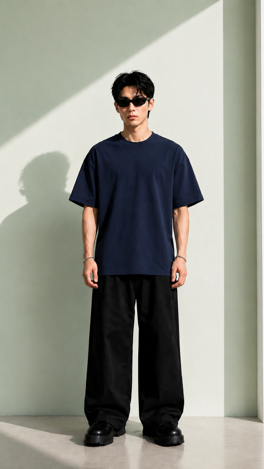 260 GSM UNISEX NAVY BLUE COTTON OVERSIZED TSHIRT