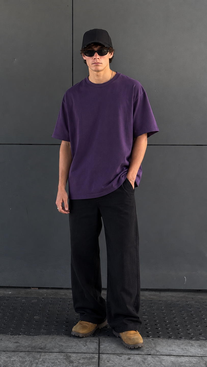 260 GSM UNISEX PURPLE COTTON OVERSIZED TSHIRT