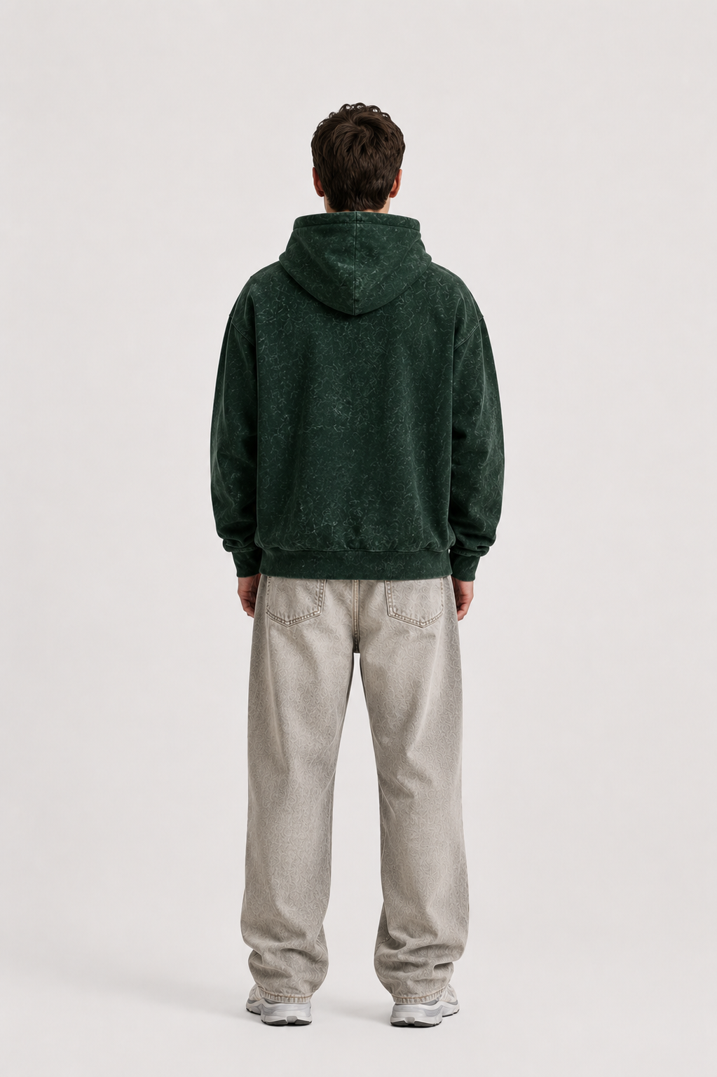 320 GSM ACID WASH BOTTLE GREEN PREMIUM UNISEX COTTON HOODIE