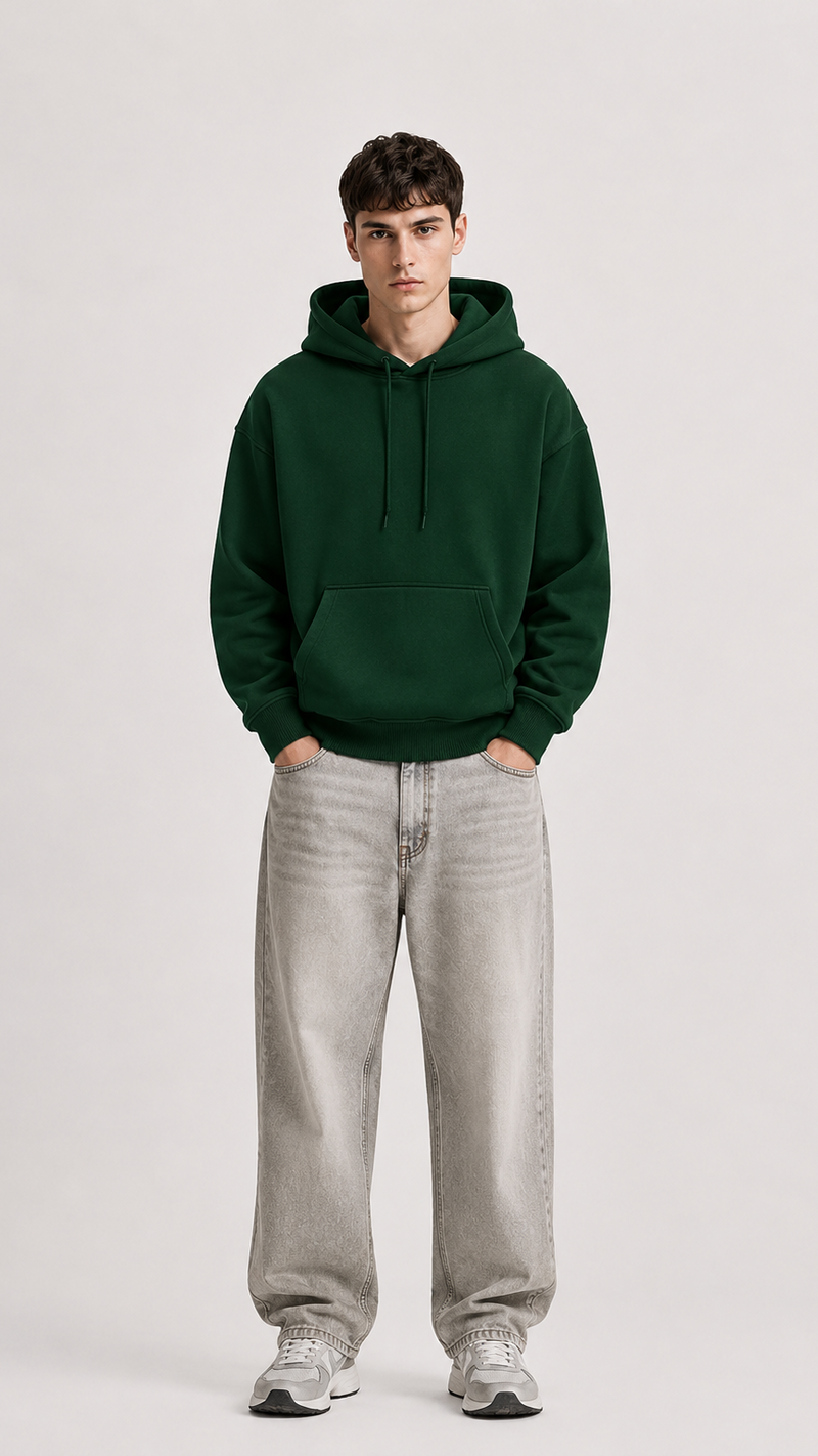 400 GSM BOTTLE GREEN PREMIUM UNISEX OVERSIZED HOODIE