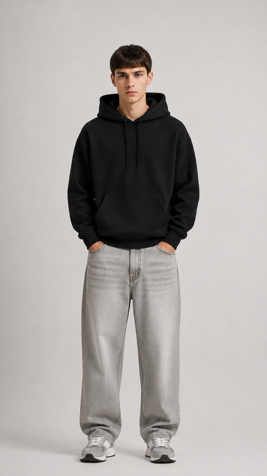 400 GSM BLACK PREMIUM UNISEX OVERSIZED HOODIE