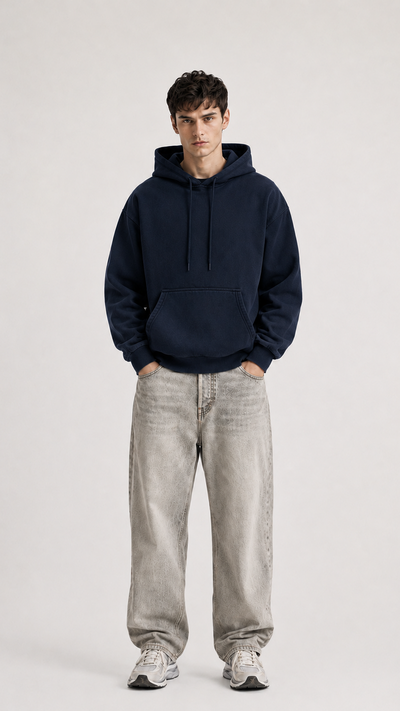 400 GSM NAVY BLUE PREMIUM UNISEX OVERSIZED HOODIE
