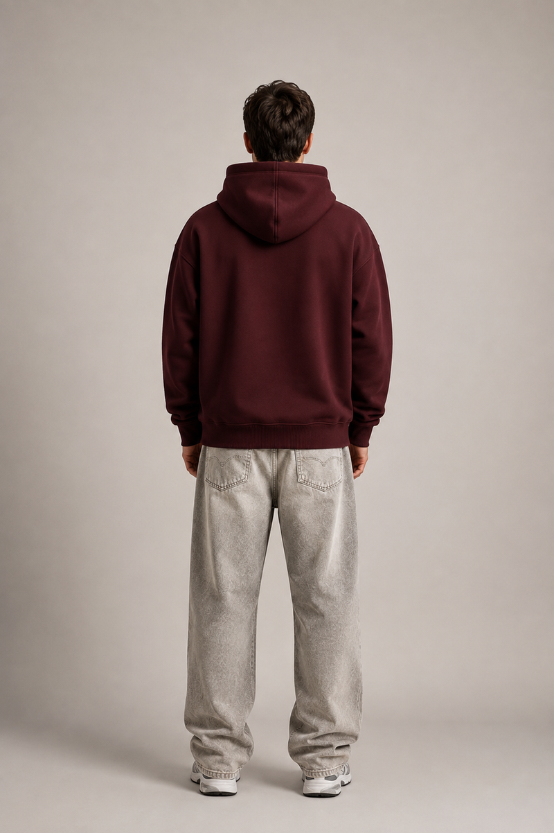 400 GSM MAROON PREMIUM UNISEX OVERSIZED HOODIE