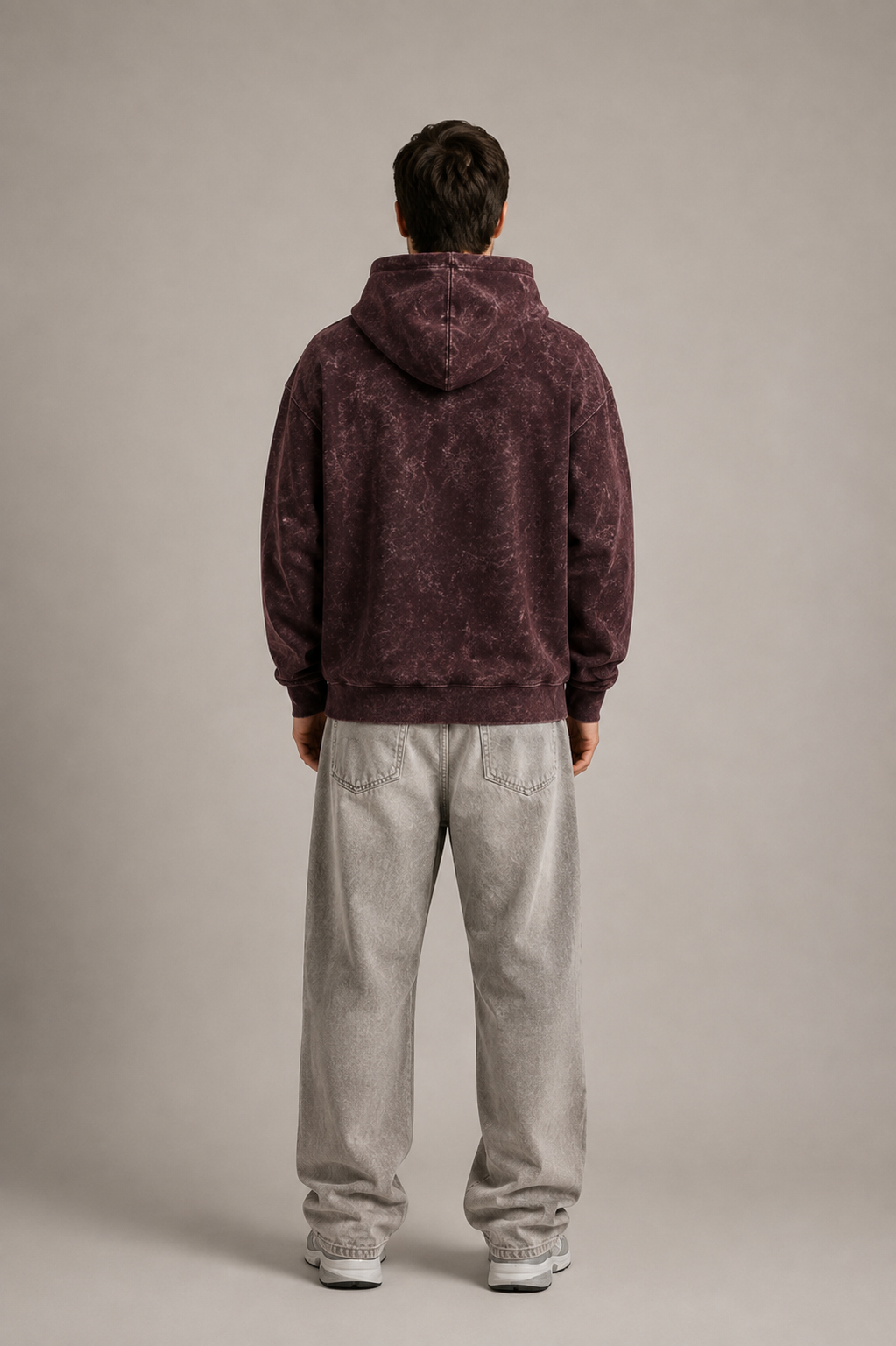 320 GSM ACID WASH MAROON PREMIUM UNISEX COTTON HOODIE