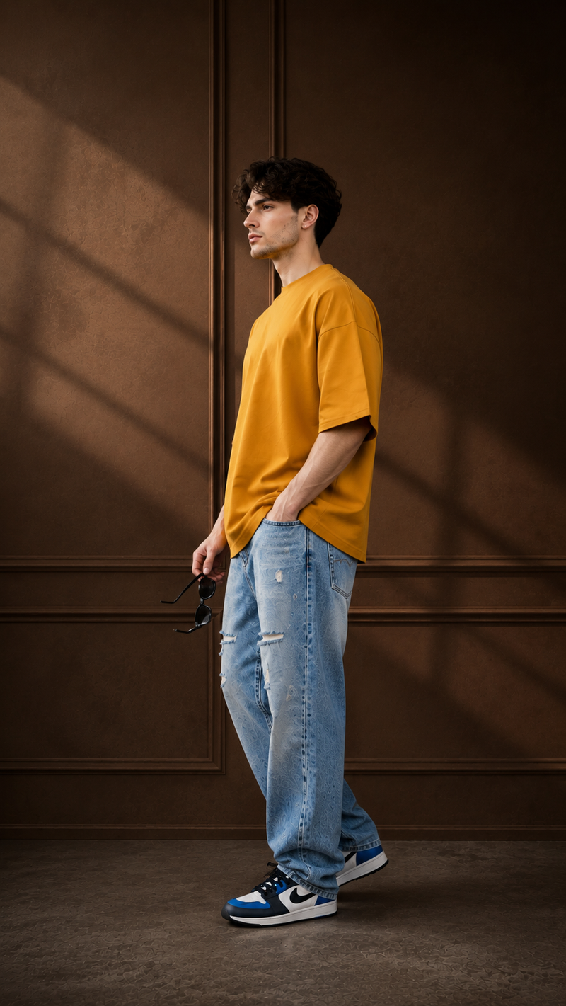 260 GSM UNISEX GOLDEN YELLOW COTTON OVERSIZED TSHIRT