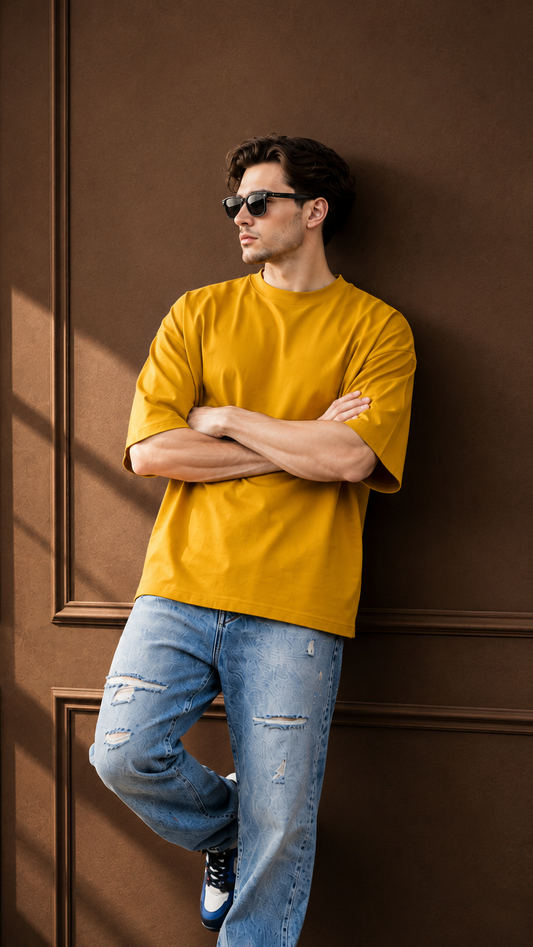260 GSM UNISEX GOLDEN YELLOW COTTON OVERSIZED TSHIRT