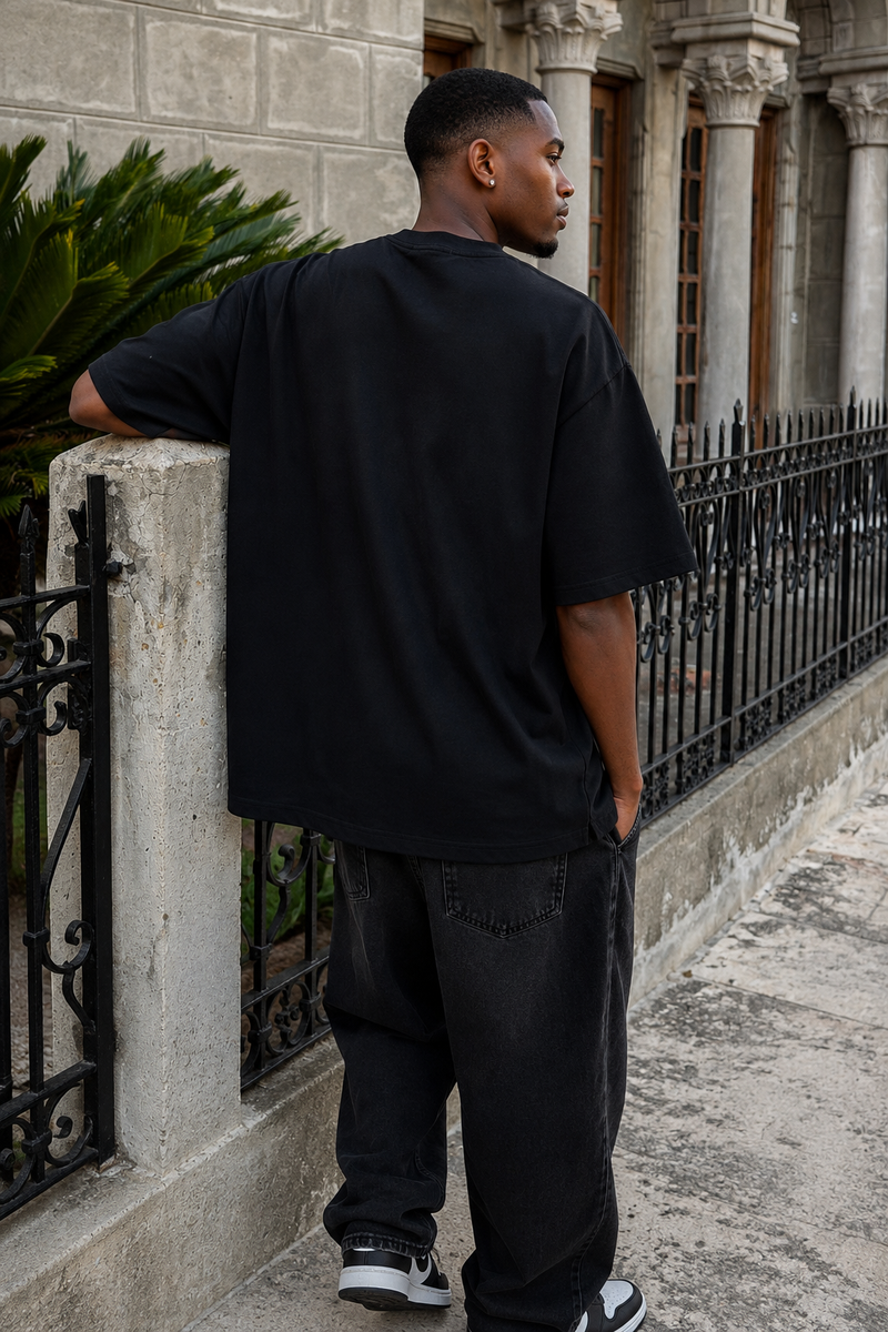 260 GSM UNISEX BLACK COTTON OVERSIZED TSHIRT
