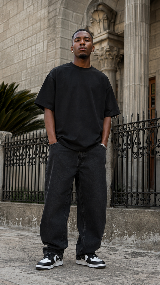 260 GSM UNISEX BLACK COTTON OVERSIZED TSHIRT