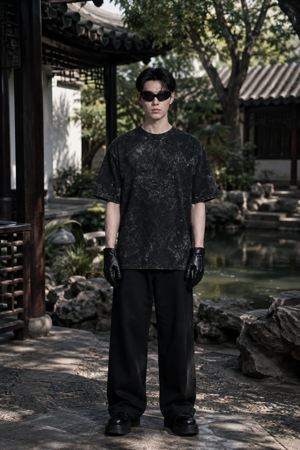 260 GSM ACID WASH BLACK UNISEX COTTON OVERSIZED TSHIRT