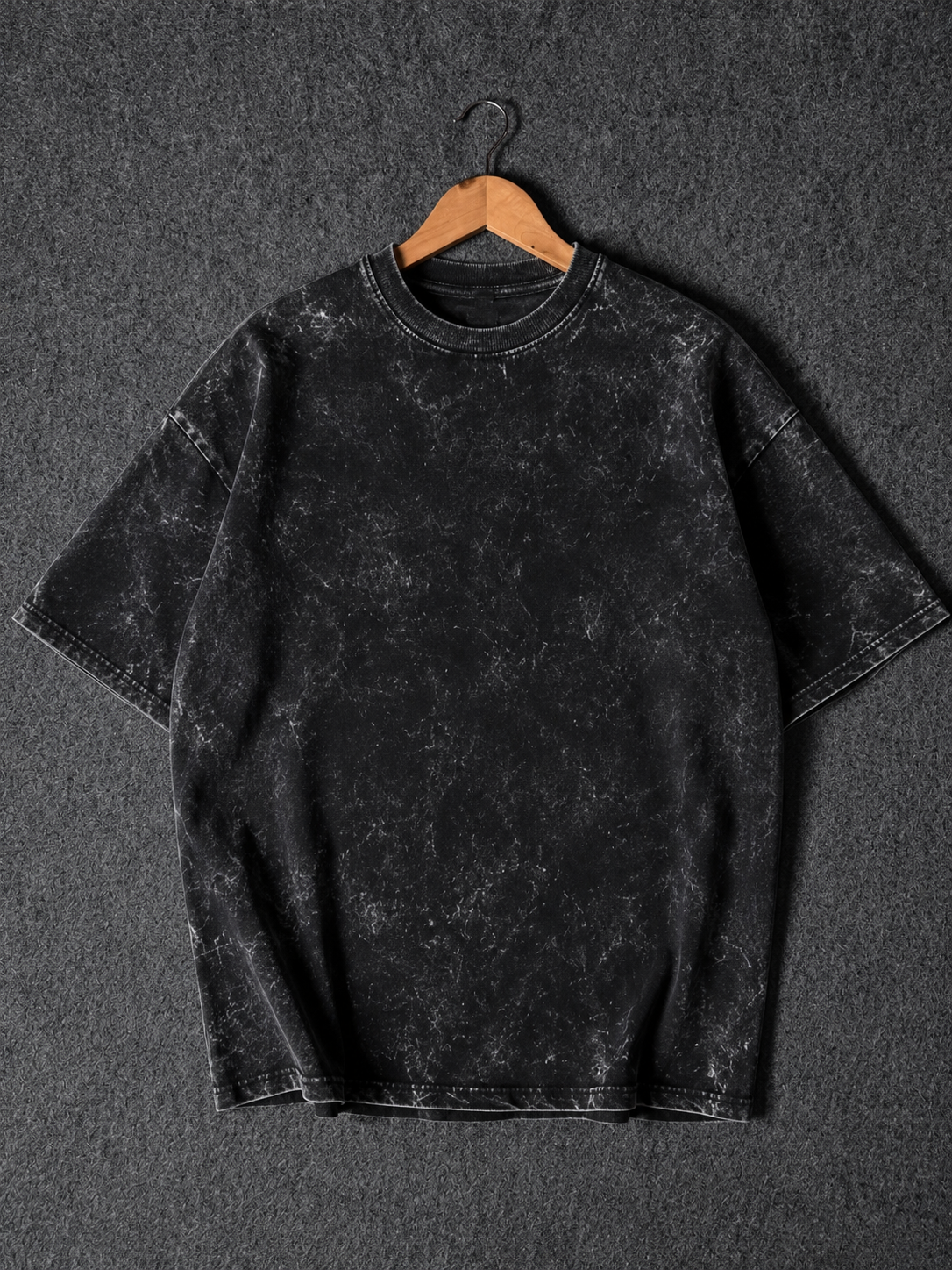 260 GSM ACID WASH BLACK UNISEX COTTON OVERSIZED TSHIRT