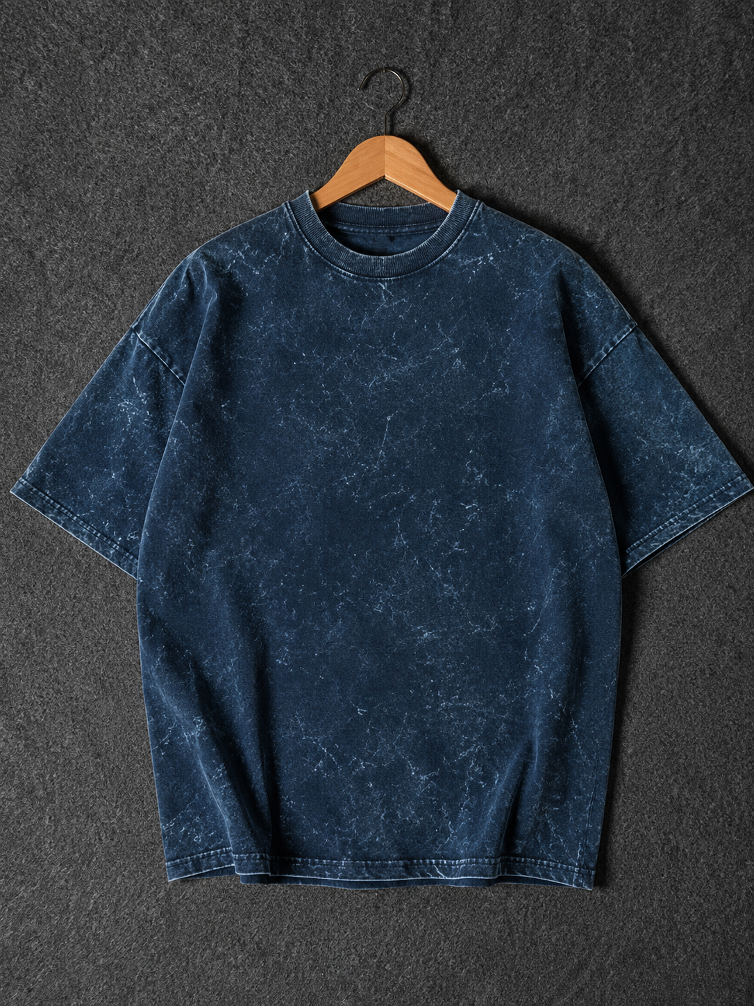 260 GSM ACID WASH NAVY BLUE UNISEX COTTON OVERSIZED TSHIRT