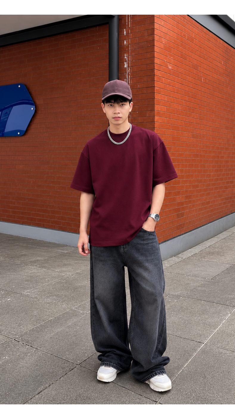 260 GSM UNISEX MAROON COTTON OVERSIZED TSHIRT