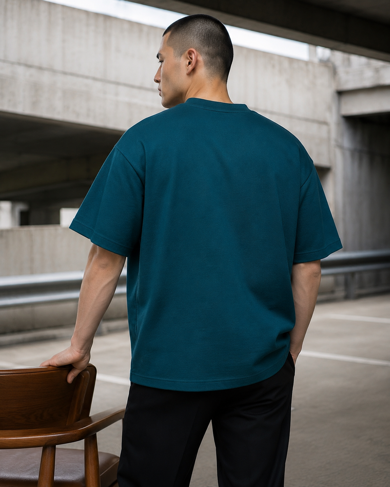 260 GSM UNISEX PETROL BLUE COTTON OVERSIZED TSHIRT