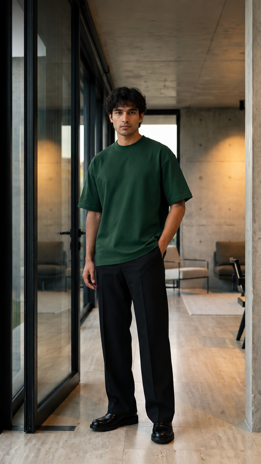 260 GSM UNISEX BOTTLE GREEN COTTON OVERSIZED TSHIRT