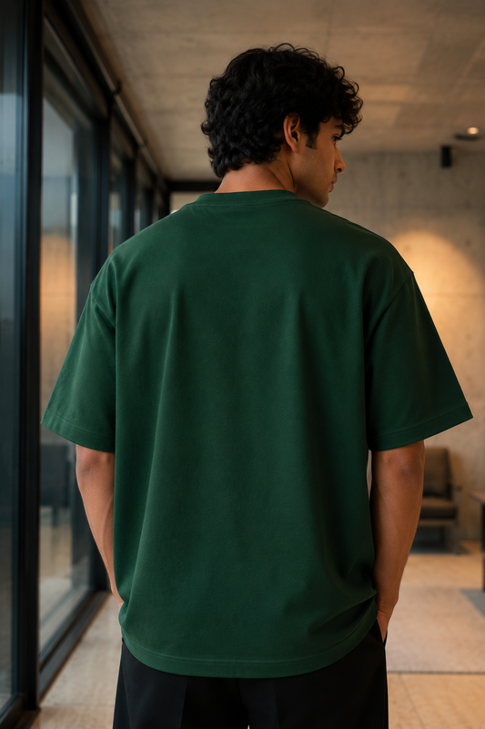 260 GSM UNISEX BOTTLE GREEN COTTON OVERSIZED TSHIRT