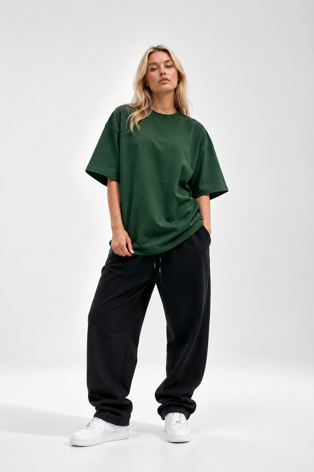 260 GSM UNISEX BOTTLE GREEN COTTON OVERSIZED TSHIRT