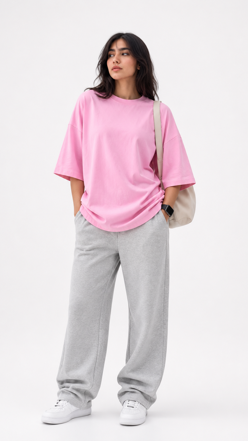 260 GSM UNISEX BABY PINK COTTON OVERSIZED TSHIRT