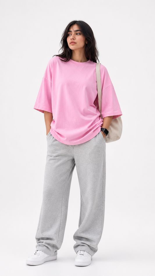 260 GSM UNISEX BABY PINK COTTON OVERSIZED TSHIRT