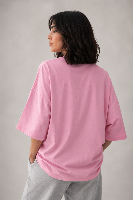 260 GSM UNISEX BABY PINK COTTON OVERSIZED TSHIRT