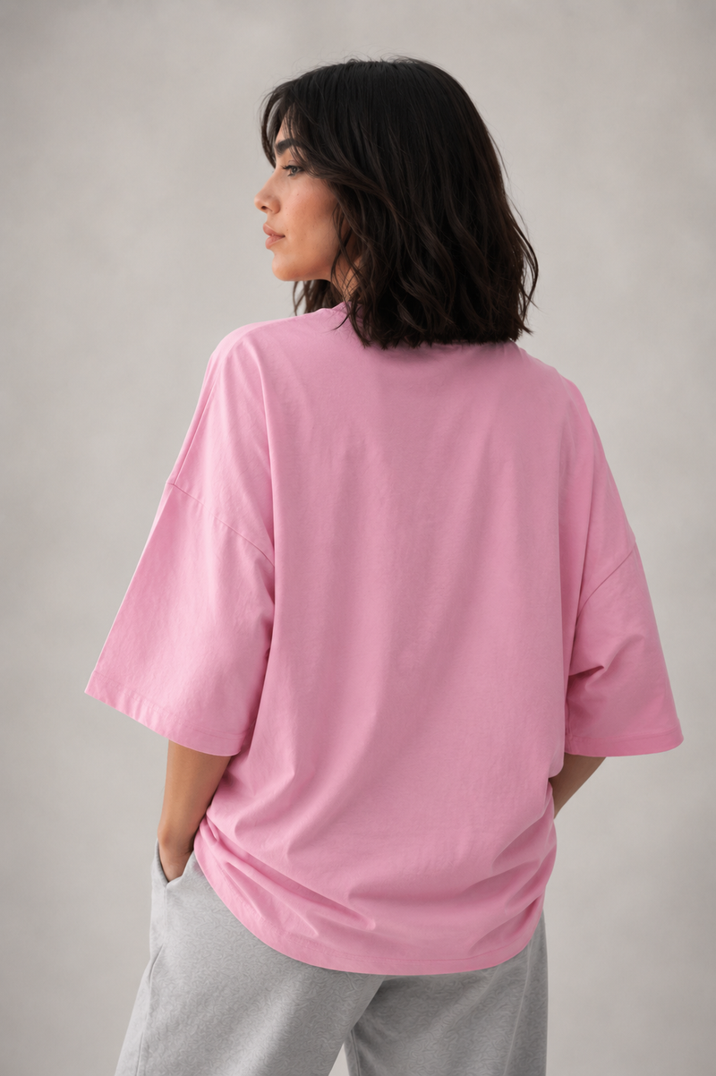 260 GSM UNISEX BABY PINK COTTON OVERSIZED TSHIRT