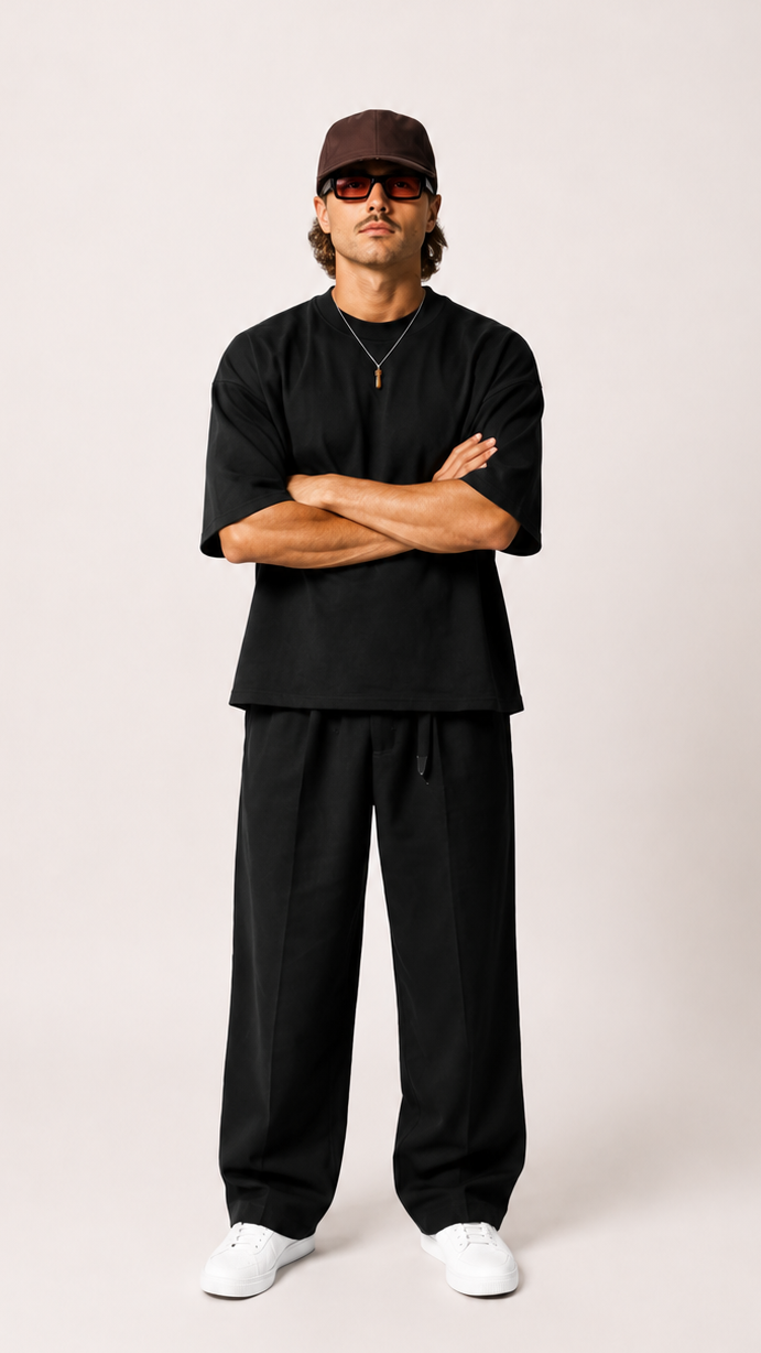 260 GSM UNISEX BLACK COTTON OVERSIZED TSHIRT